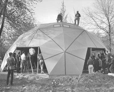 The roughed in framing of the new Dome Home