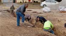 Placing reinforcing steele for foundation